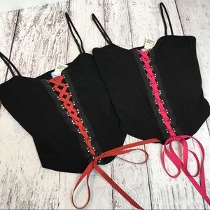 Agaci Rhinestone Lace up Corset Crop Tank Tops Lot